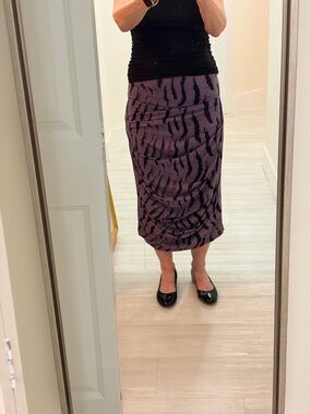 MxM Matthildur Midi Pencil Skirt in Plum Zebra Print